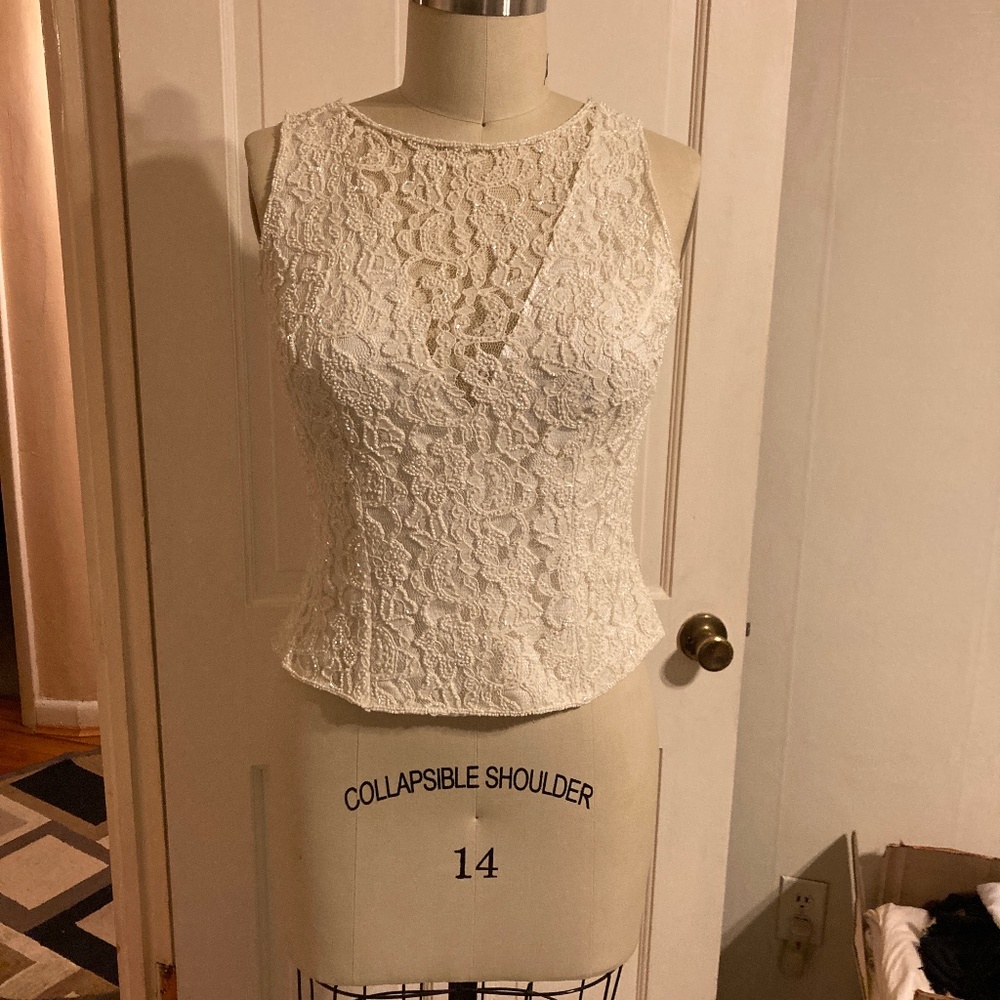 Sleeveless beaded top sequin lace